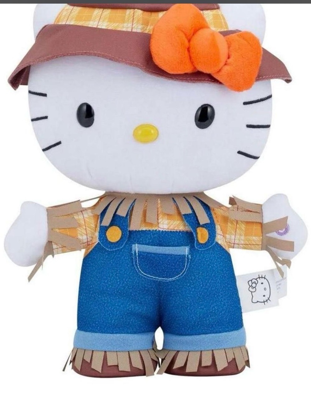 Hello Kitty White Plush with Orange Bow and Blue Overalls - Hello Kitty Toy